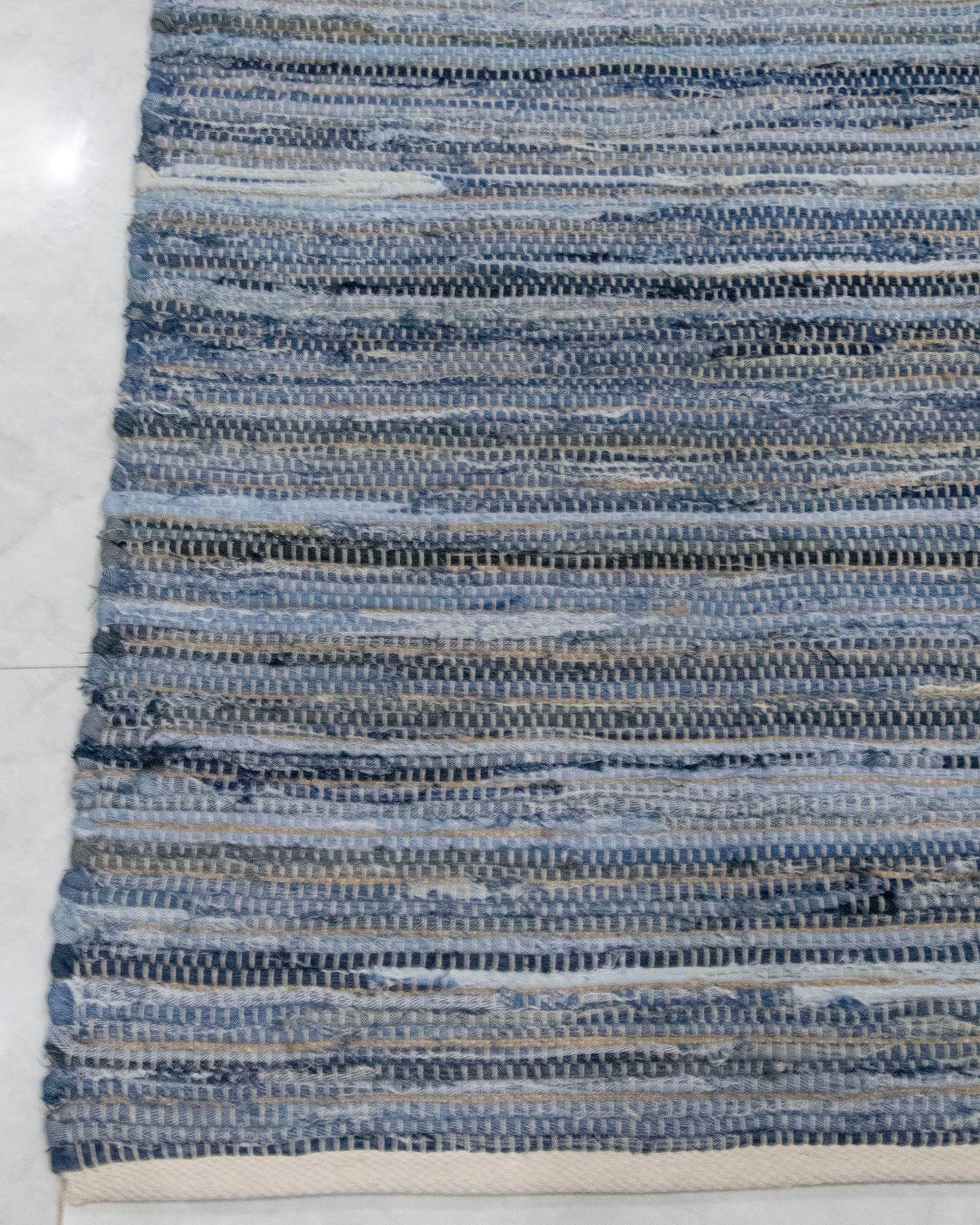 Blue Denim Cotton Kilim Rug...