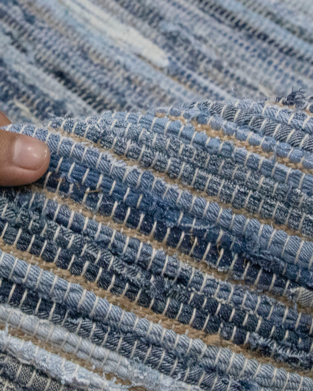 Blue Denim Cotton Kilim Rug...