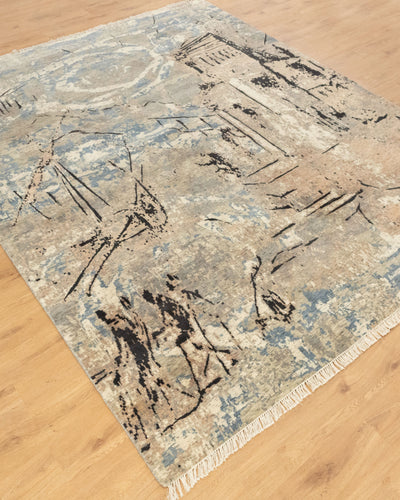 8x10 Trevor Abstract artistry and rustic charm for contemporary spaces.