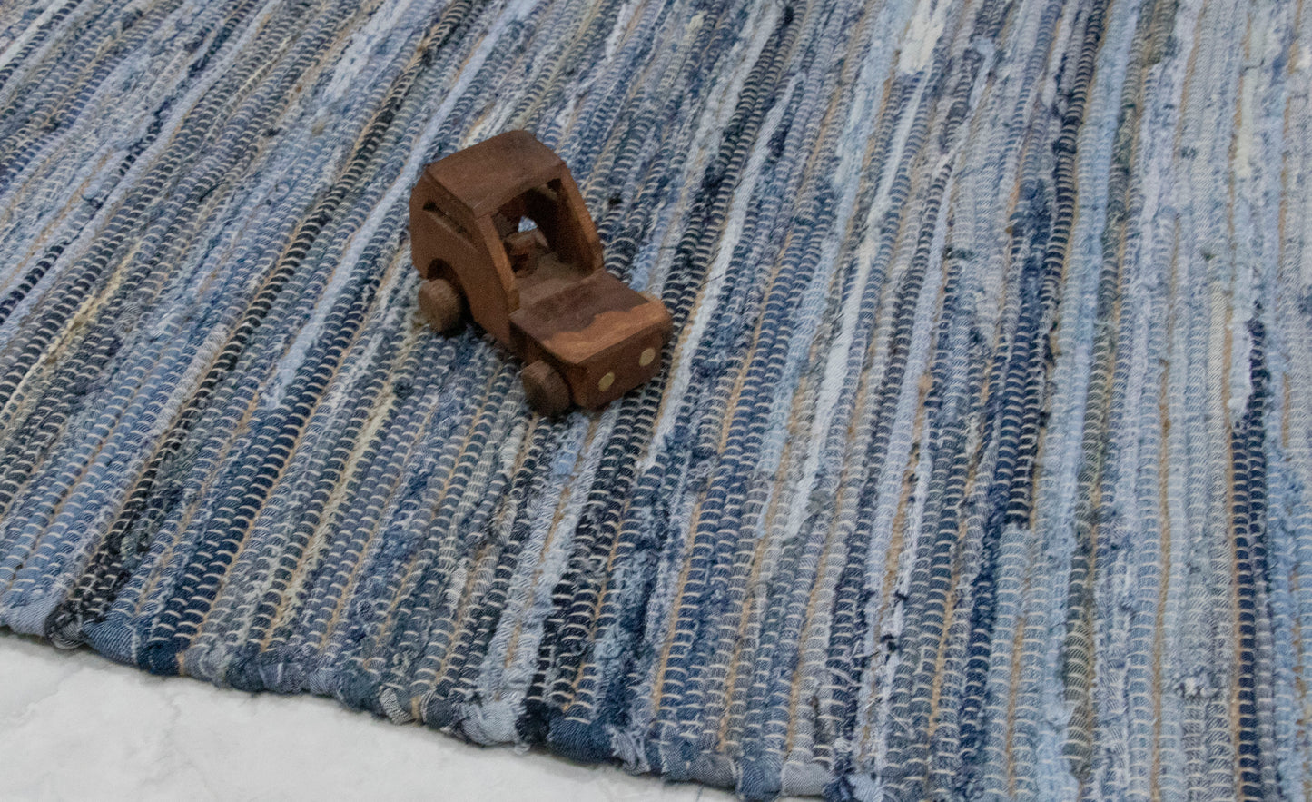 Blue Denim Cotton Kilim Rug...