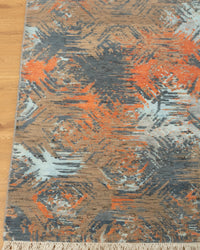 6x9 Erased Granite Colorful Geometric Handmade Rug