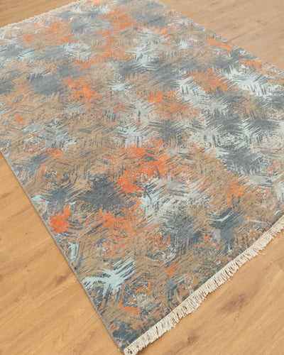 6x9 Erased Granite Colorful Geometric Handmade Rug