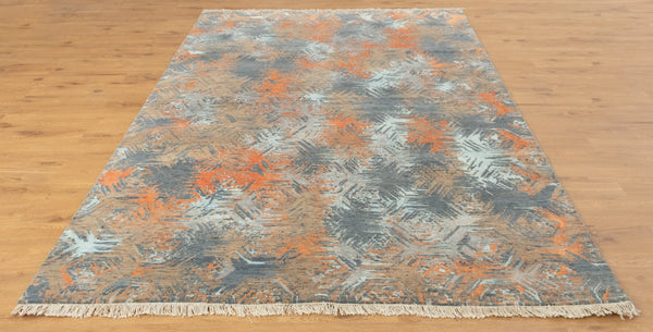 6x9 Erased Granite Colorful Geometric Handmade Rug | Best Rugs Online UK