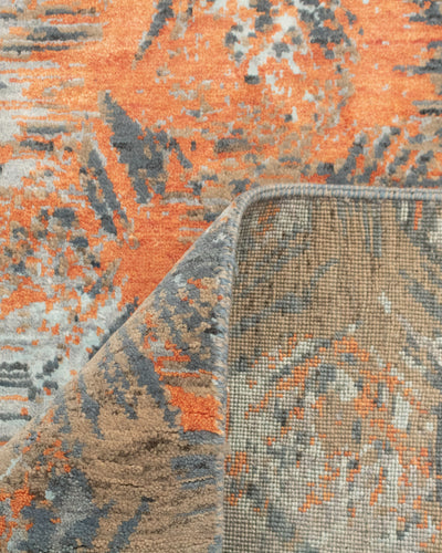 6x9 Erased Granite Colorful Geometric Handmade Rug