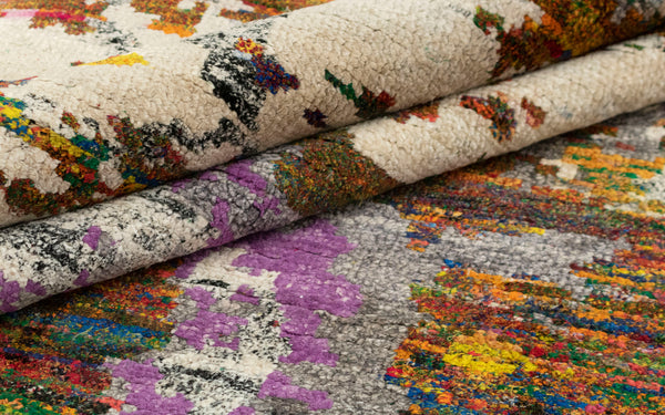 8x10 Erased Luxe Silk Ivory Modern designer Rug | Buy Cheap Rugs Online UK