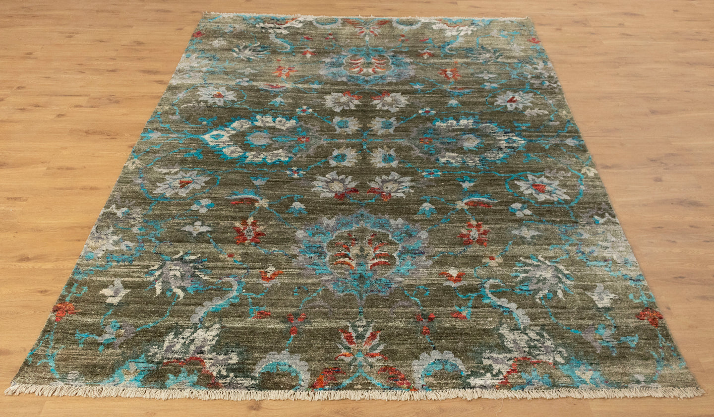 8x10 Zeigler Persian Floral Modern Transitional Saree Silk Rug