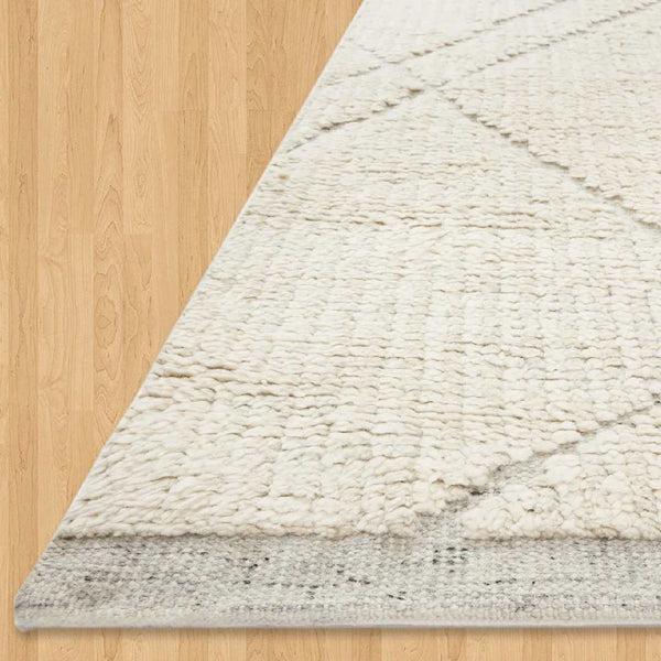 Moroccan Ribbed Grey Ivory Rug  | Best Moroccan Rugs Online
