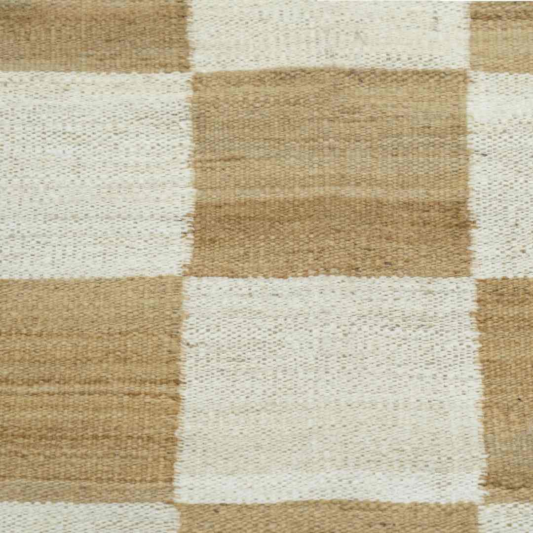 Modern Checkered Jute Area Rug - Perfect for Living Room & Bedroom