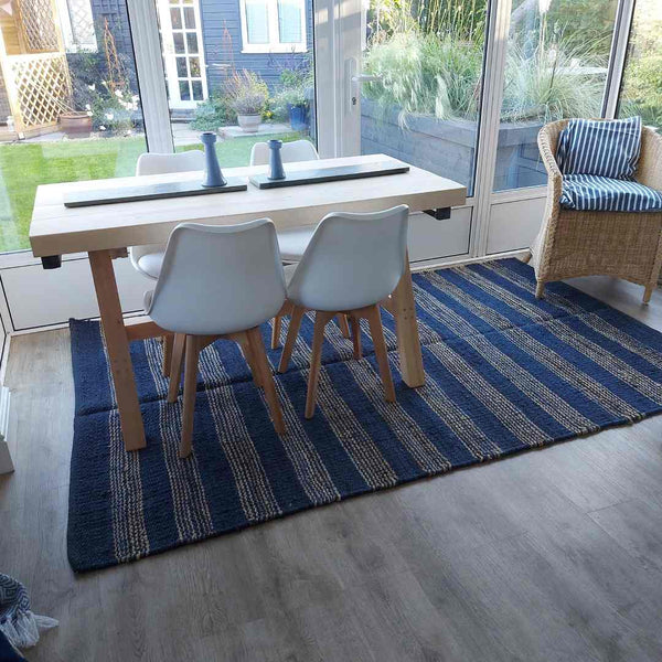Boho Chic Jute Stripe Rug - Stylish and Sustainable Floor Decor | Designer Rugs for Living Room