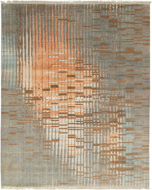 10x14 Mystique Grafton Grey Orange Oversized Area Rug For your Home| Shritija Rugs