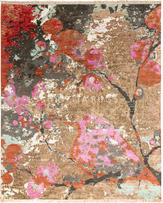 8x10 Natural Forest theme Colorful rug for your bedroom | Shritija Rugs