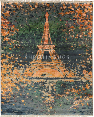 6x9 Buy Eiffel Tower Handmade Woolen Carpet
