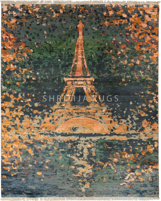 6x9 Buy Eiffel Tower Handmade Woolen Carpet