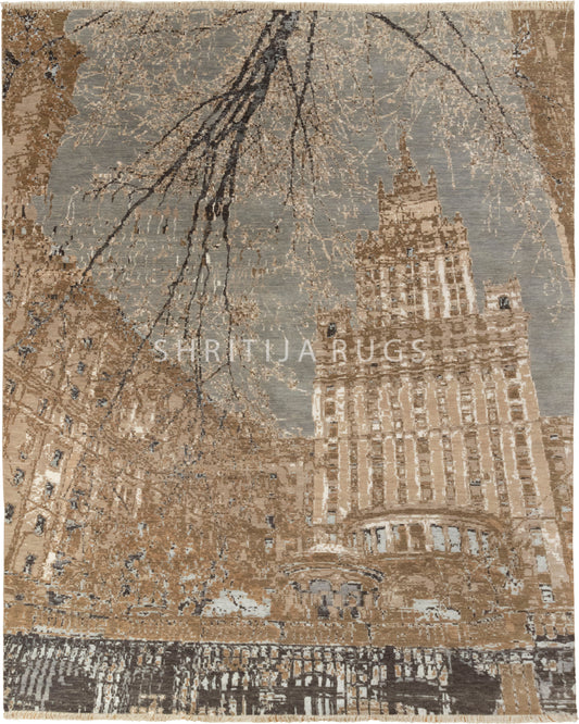 10x14 100% Hand Knotted Wool Rug | Painting Rug | Shritija Rugs