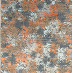 6x9 Erased Granite Colorful Geometric Handmade Rug
