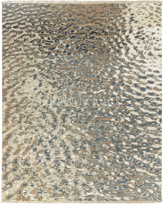 9x12 Zebra Pattern Ivory Brown hand knotted Large Area Rug For Living Room