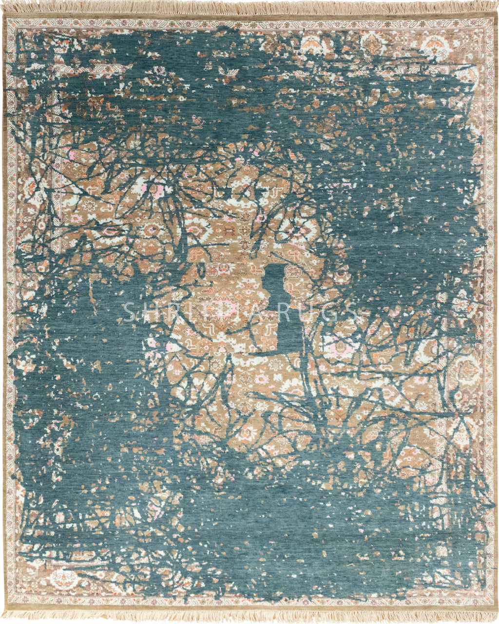 8x10 Dynamic Strokes Transitional Rug for bedroom