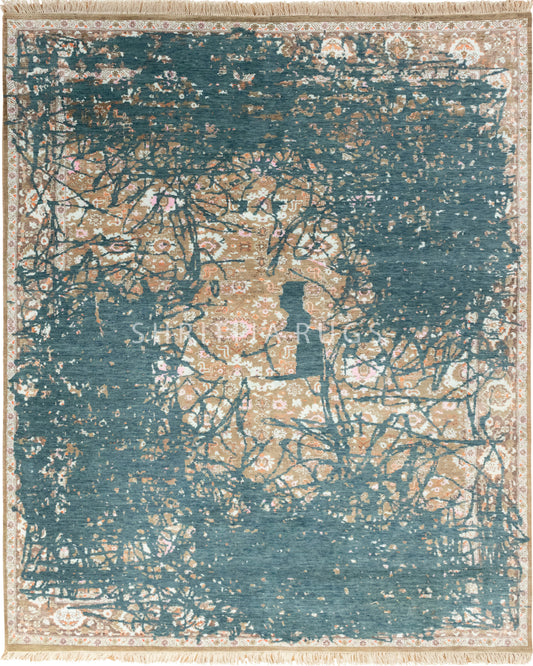 8x10 Dynamic Strokes Transitional Rug for bedroom
