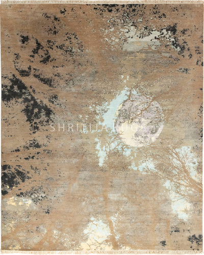 8x10 Omaxe Abstract Carpet Wool & Silk Modern Vintage Living Room Area Rug