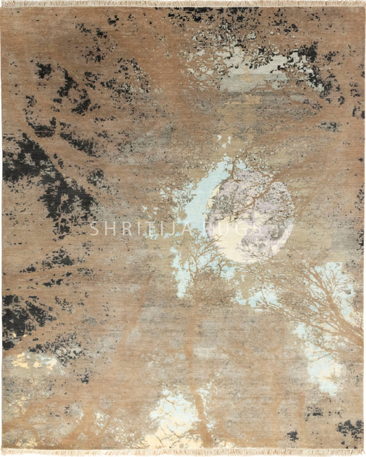 8x10 Omaxe Abstract Carpet Wool & Silk Modern Vintage Living Room Area Rug