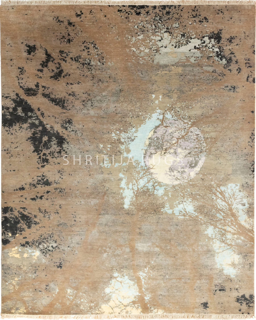 8x10 Omaxe Abstract Carpet Wool & Silk Modern Vintage Living Room Area Rug