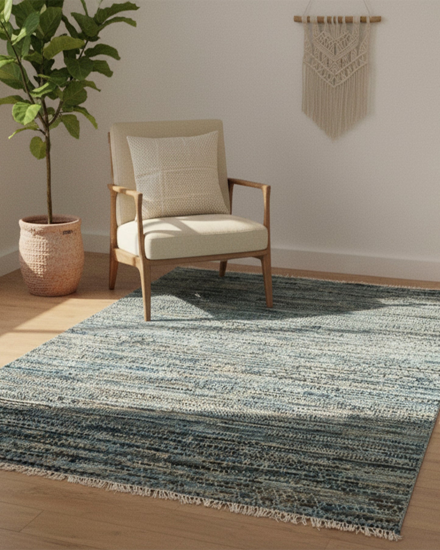 Galaxy Blue Modern Bedroom Rug