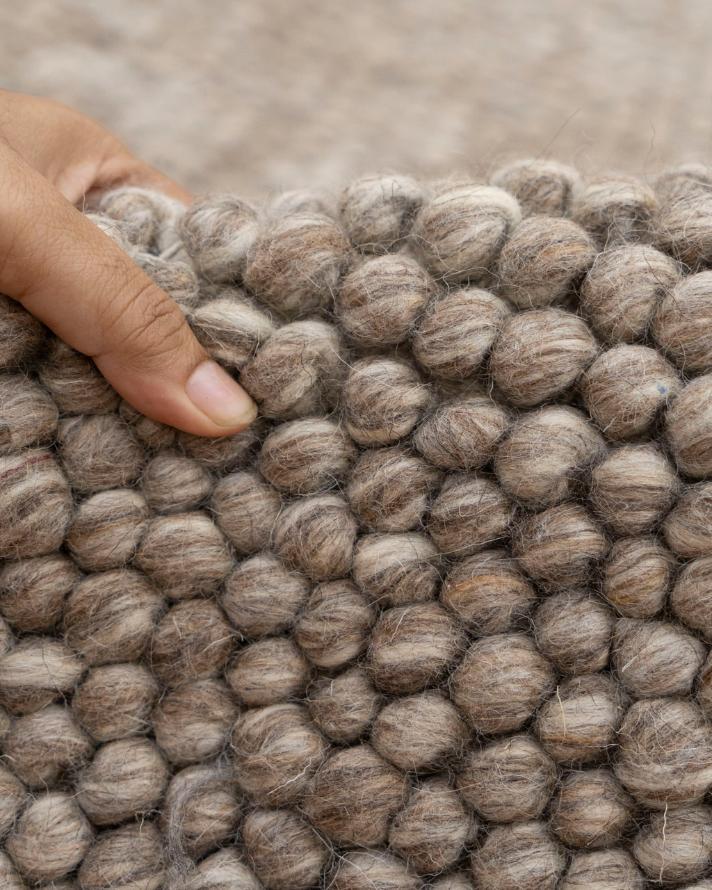 Brown Ivory Grey Multicolor Handwoven Wool Loop Handmade Rug