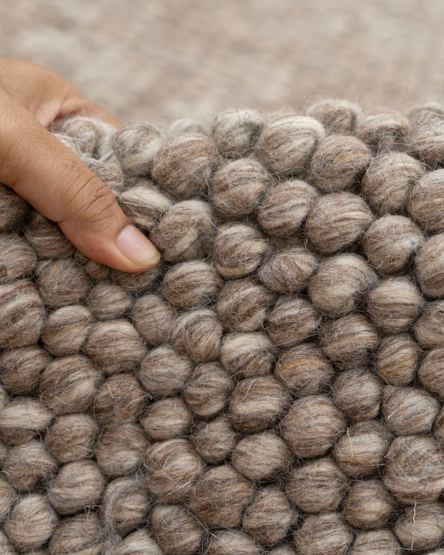 Brown Ivory Grey Multicolor Handwoven Wool Loop Handmade Rug