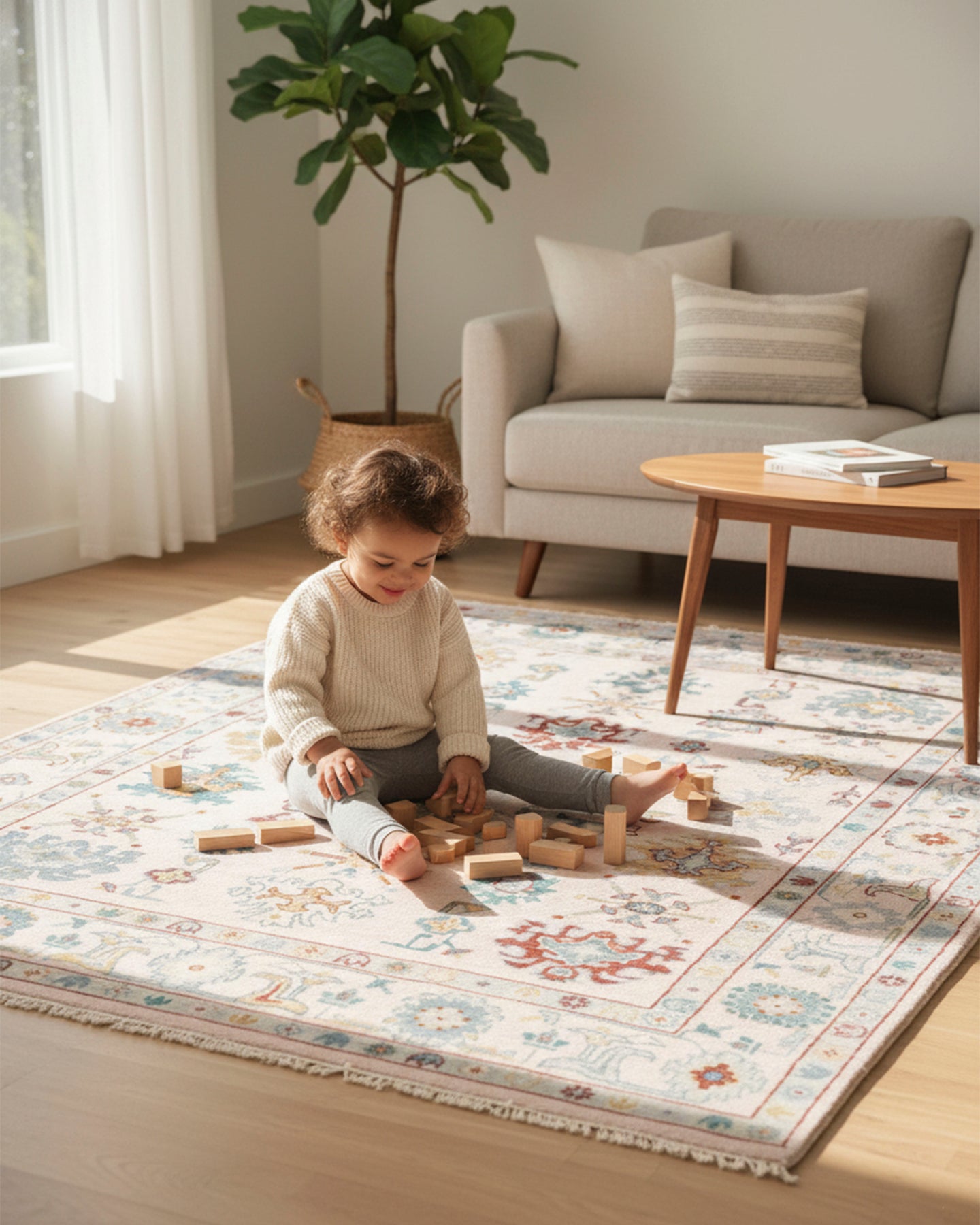 Unique Hand-Knotted Oushak Rug: Elevate Your Interior Decor