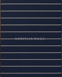 Navy Blue Hand Knotted Weave Dhurrie Rug....