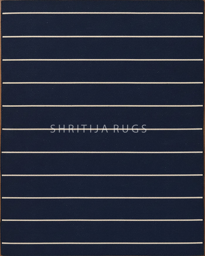 Navy Blue Hand Knotted Weave Dhurrie Rug....