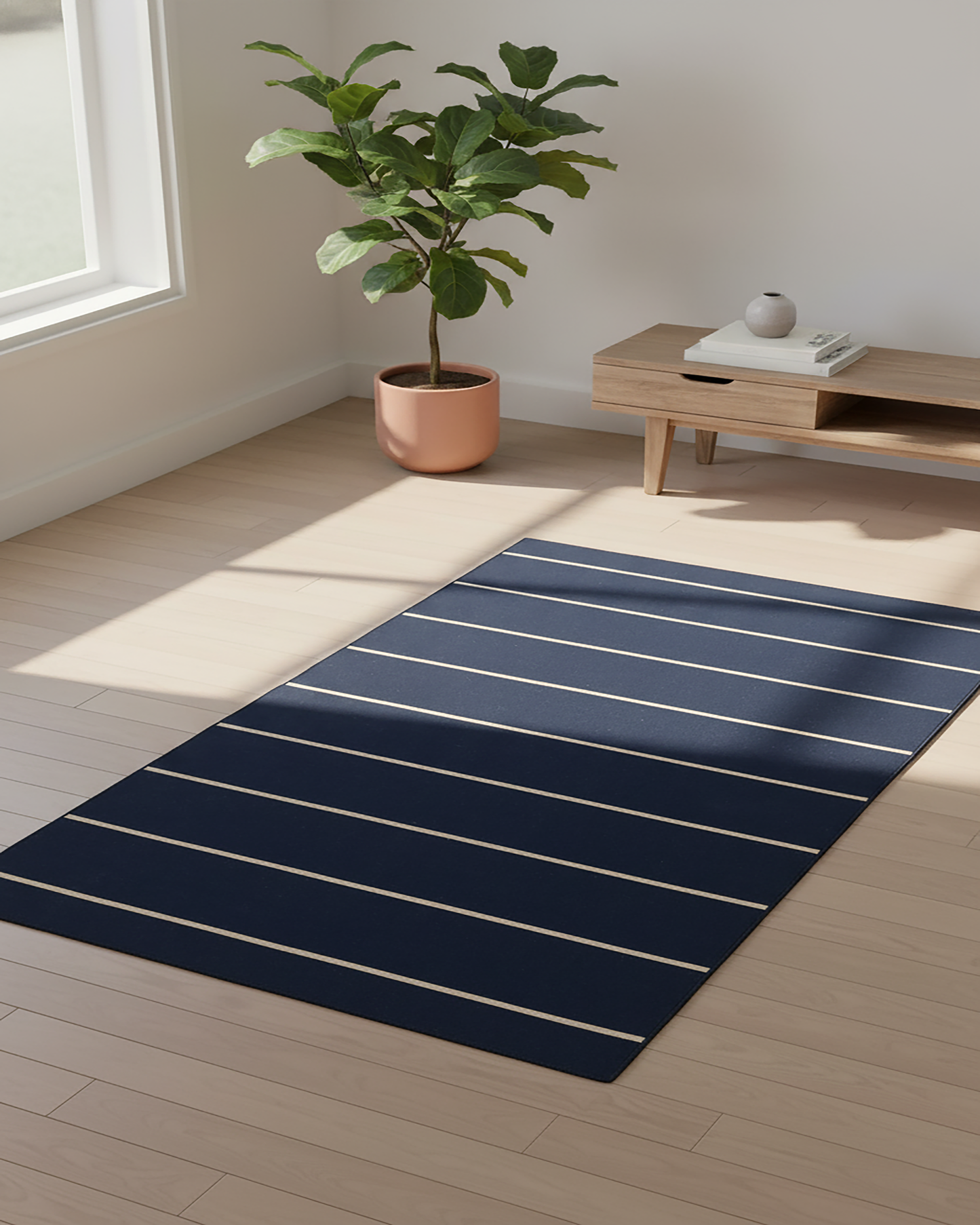 Navy Blue Hand Knotted Weave Dhurrie Rug....