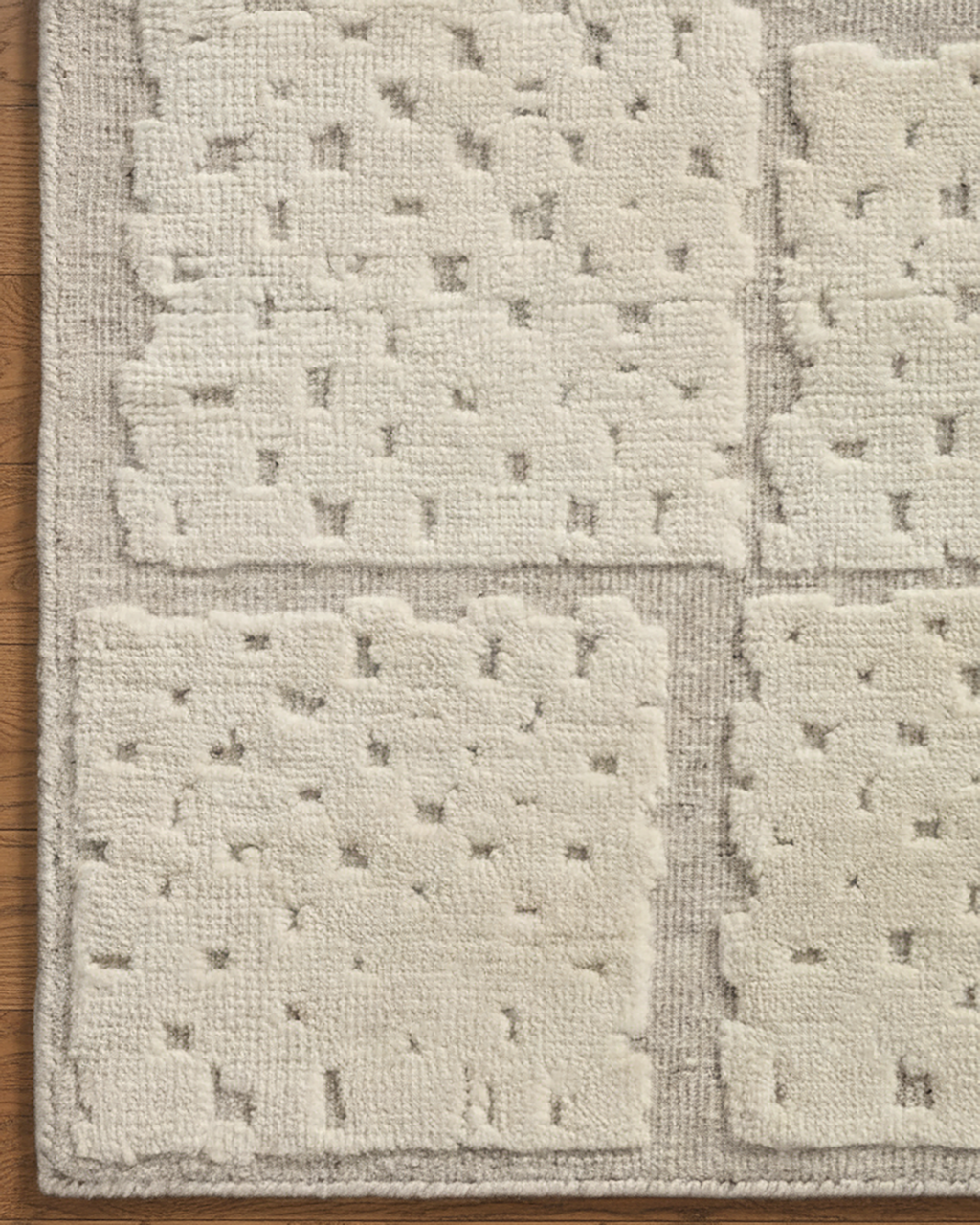 Sandstone Check Rug | Hand Tufted Wool Silk Rug