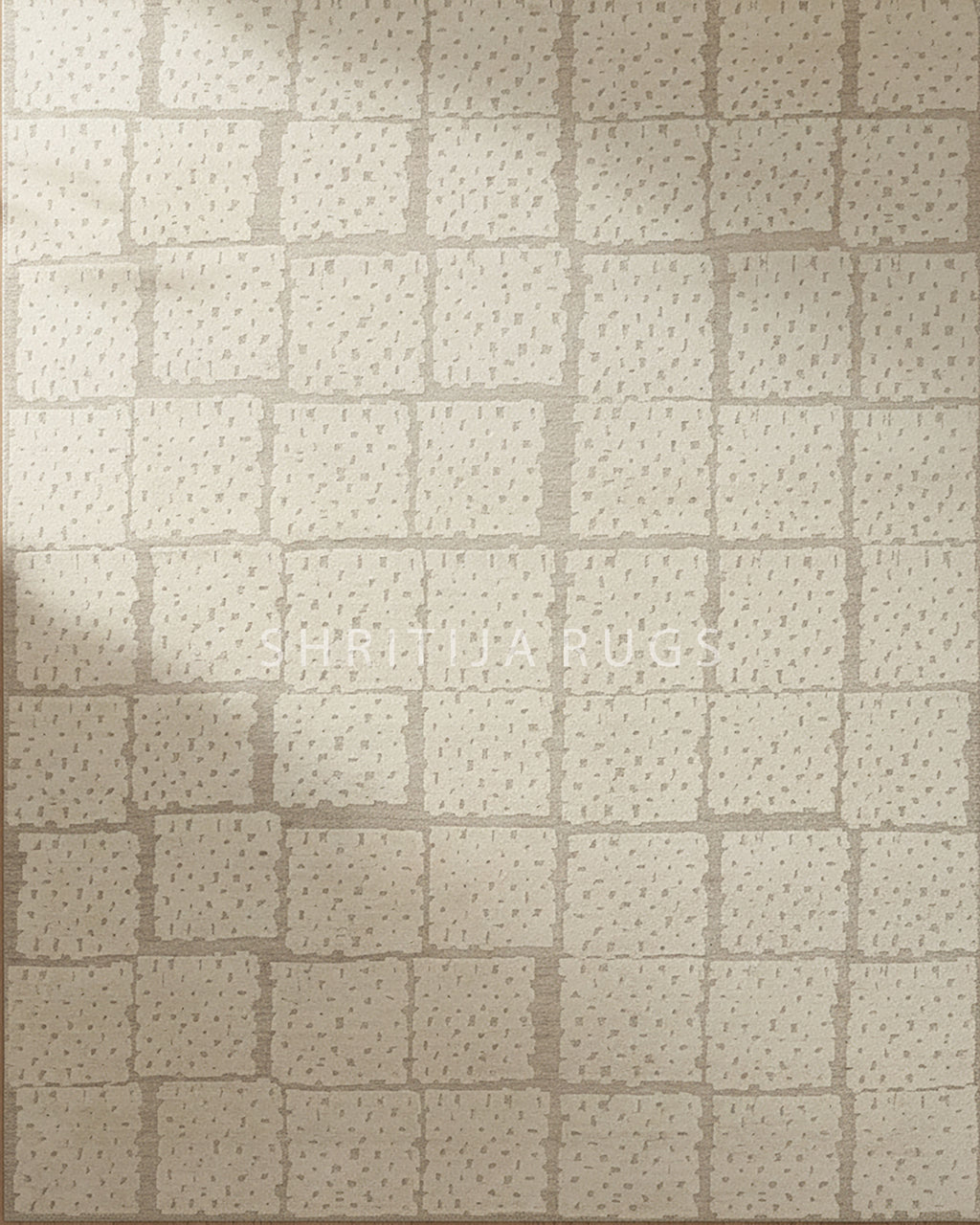 Sandstone Check Rug | Hand Tufted Wool Silk Rug