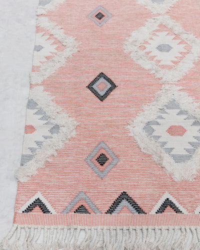 Pink Hand woven Moroccan Shag Rug..
