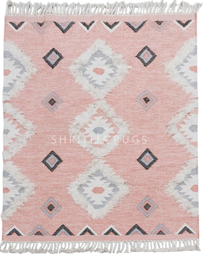 Pink Hand woven Moroccan Shag Rug..