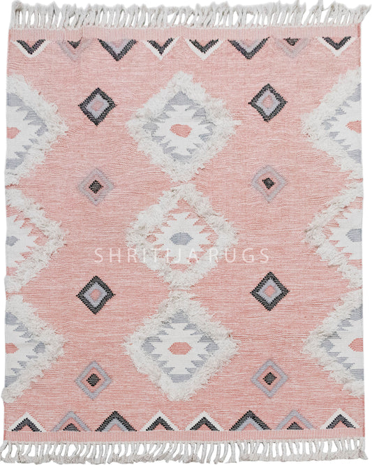 Pink Hand woven Moroccan Shag Rug..