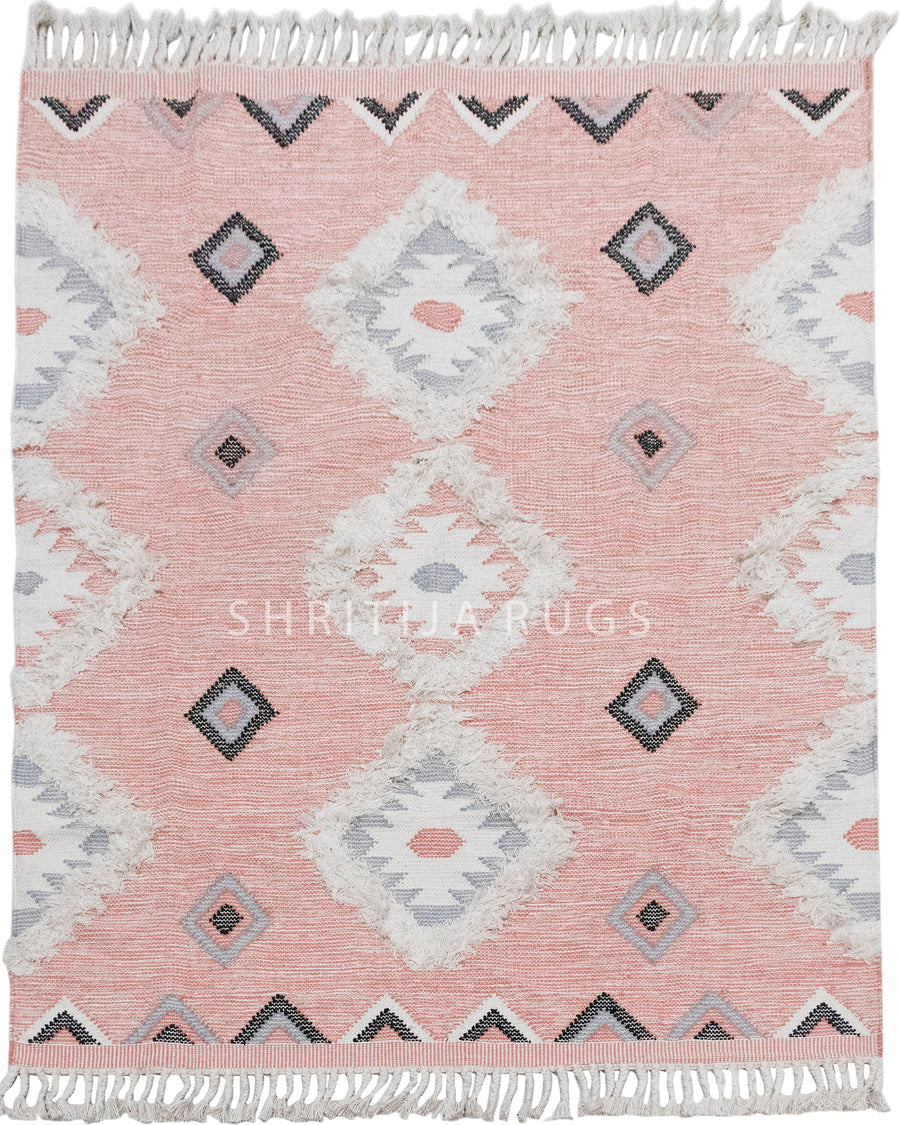 Pink Hand woven Moroccan Shag Rug..