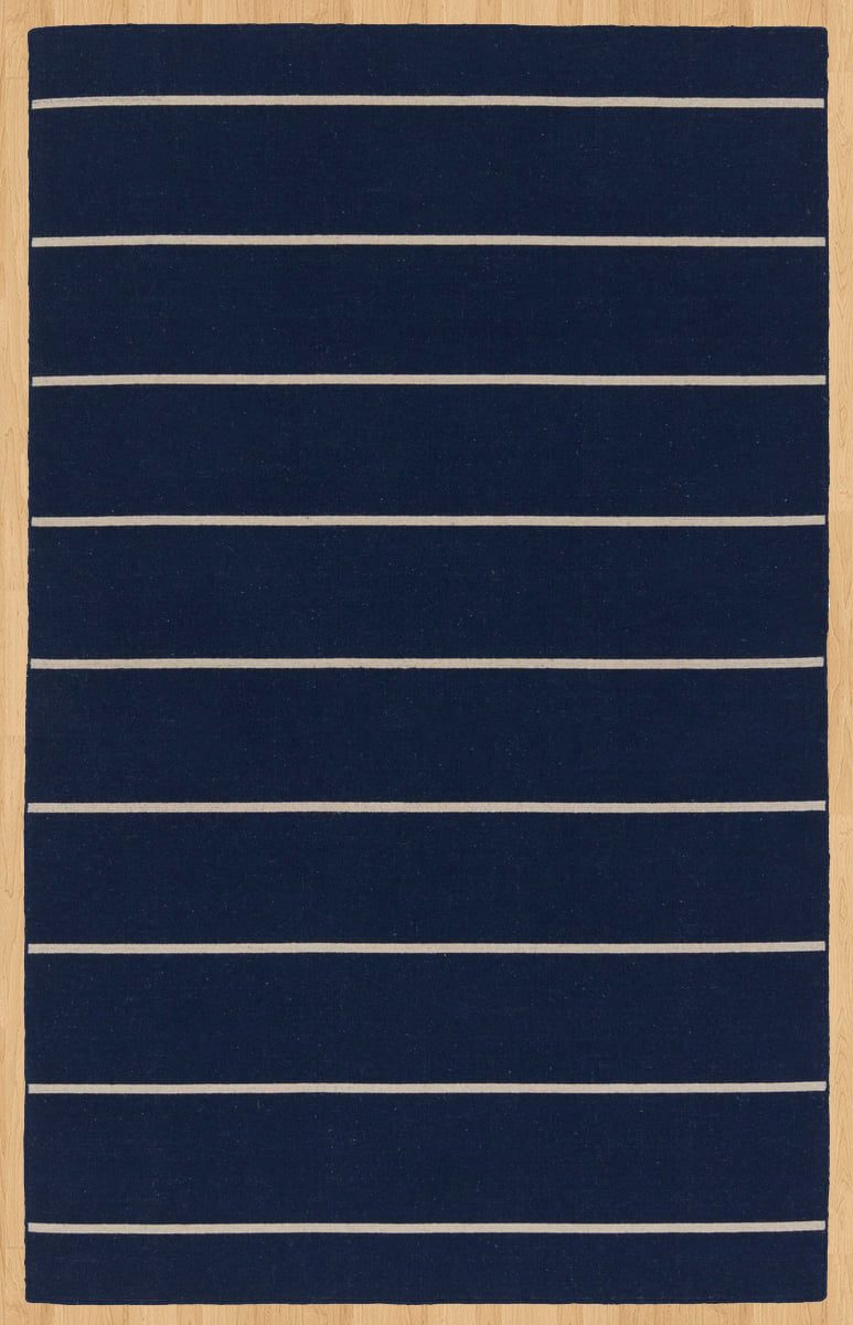 Navy Blue Hand Knotted Weave Dhurrie - Shritija Rugs