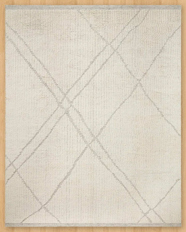 Moroccan Ribbed Grey Ivory Rug