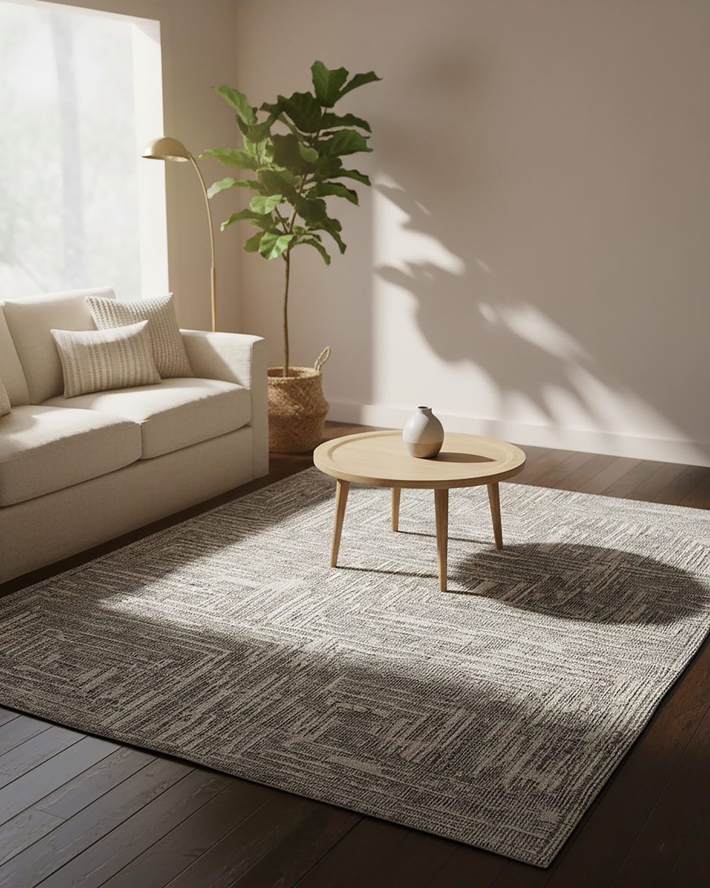 Irradiant Ivory Charcoal Rug
