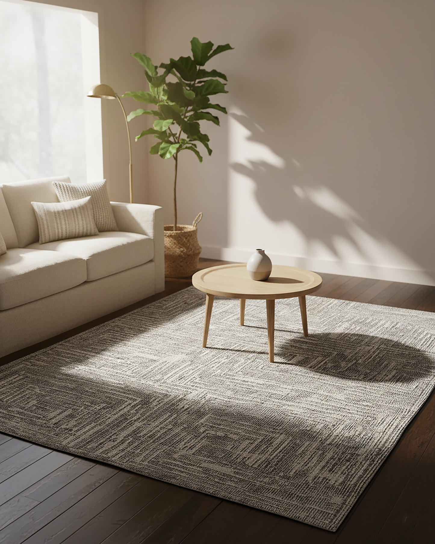 Irradiant Ivory Charcoal Rug