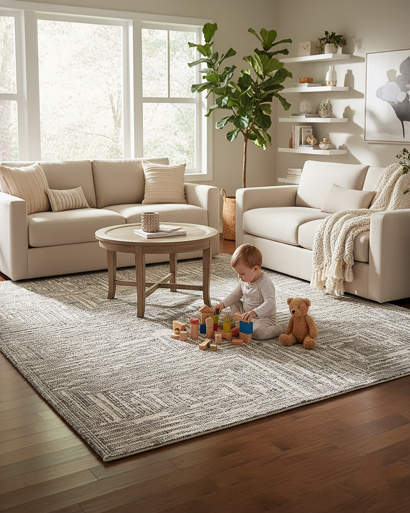 Irradiant Ivory Charcoal Rug