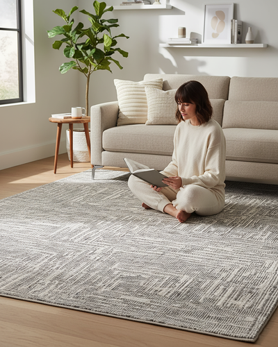 Irradiant Ivory Charcoal Rug