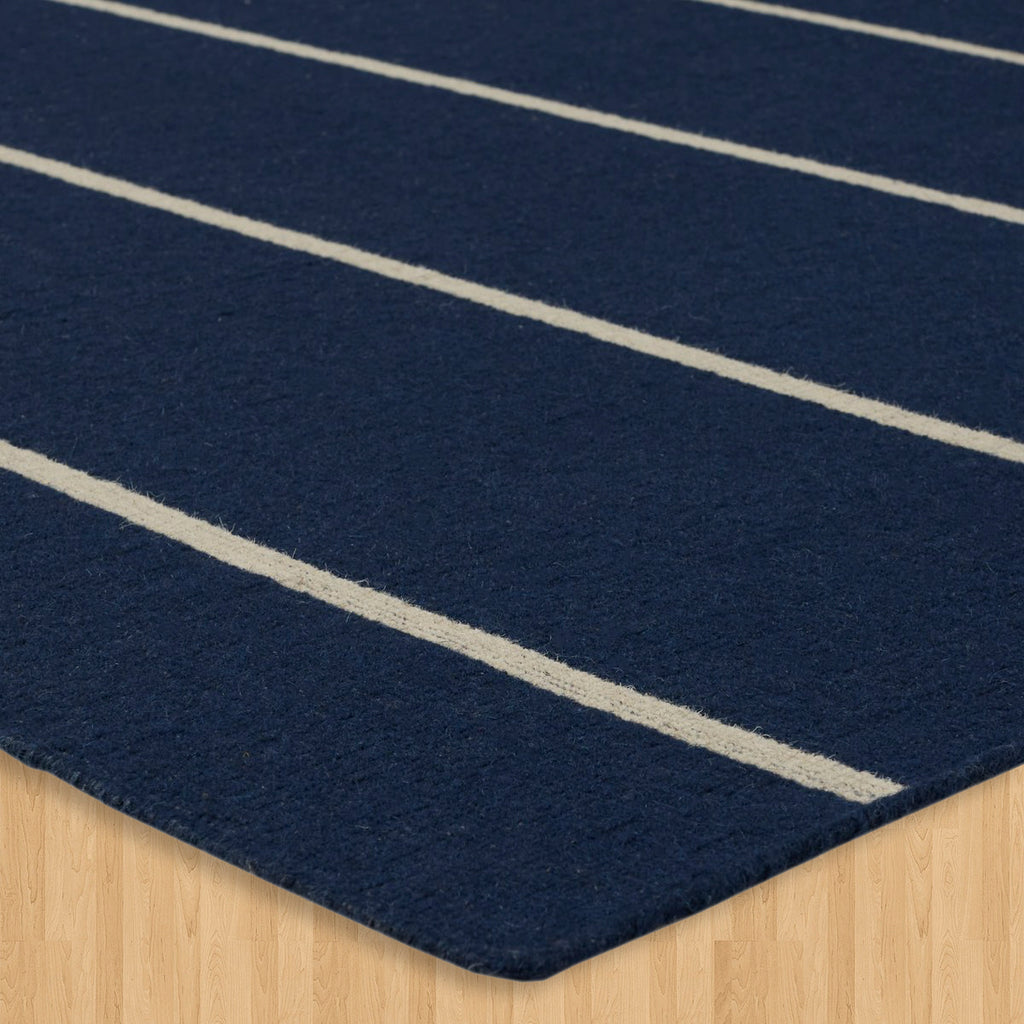 Navy Blue Hand Knotted Weave Dhurrie - Shritija Rugs